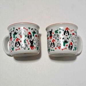 Dog Christmas Mugs Set of 2